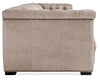 Image of Bromley Taupe Chesterfield 88 Inch "Quick Ship" Wall Hugger Power Leather Reclining Sofa OUT OF STOCK UNTIL 1/13/22