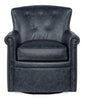 Image of Byrne Ocean "Quick Ship" Leather Button Back Swivel Accent Chair