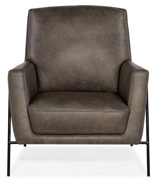 Christopher Meteor Leather Quick Ship Modern Accent Chair With Metal Legs