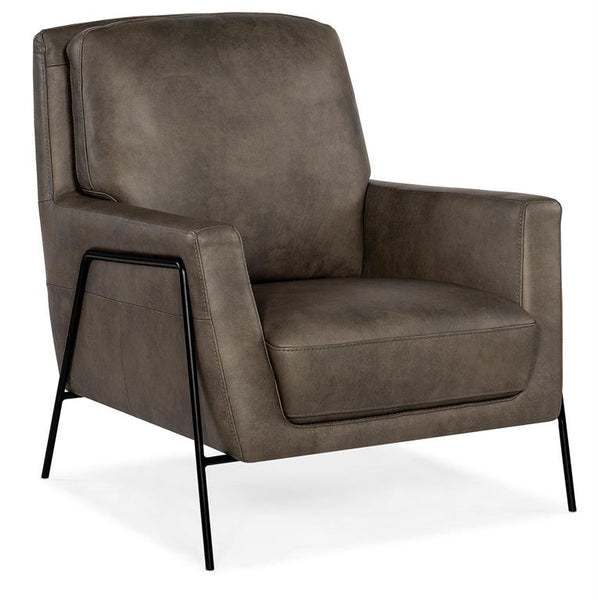 Christopher Meteor Leather Quick Ship Modern Accent Chair With Metal Legs