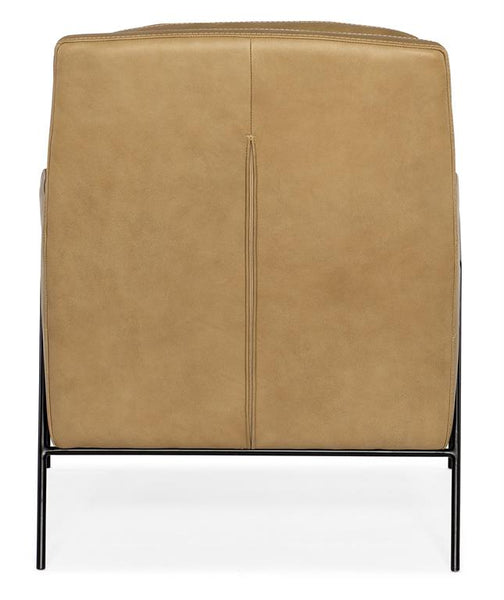 Christopher Sand Leather Quick Ship Modern Accent Chair With Metal Legs