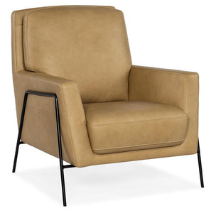 Christopher Sand Leather Quick Ship Modern Accent Chair With Metal Legs