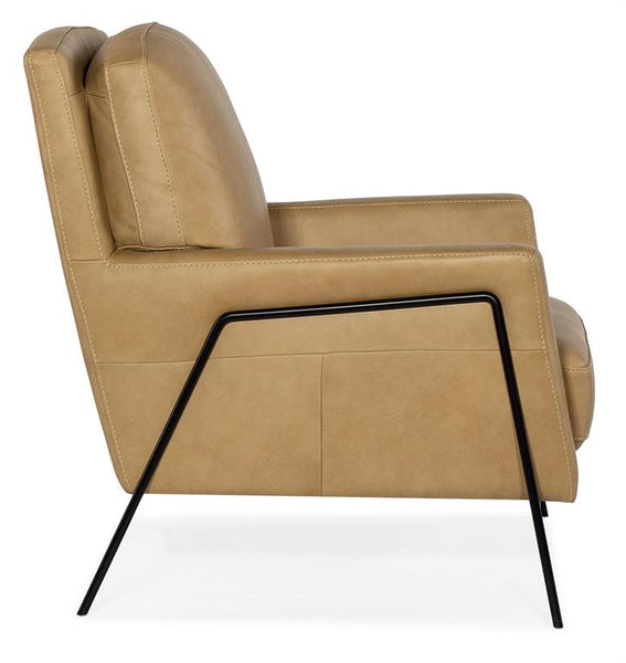 Christopher Sand Leather Quick Ship Modern Accent Chair With Metal Legs