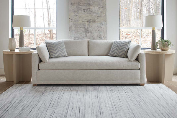 Donna 88 Inch Two Cushion Or Single Bench Seat Fabric Sofa With Track Arms