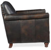 Image of Herbert Old Saddle Brown Fudge "Quick Ship" Tight Back Square Leather Accent Chair With Nails