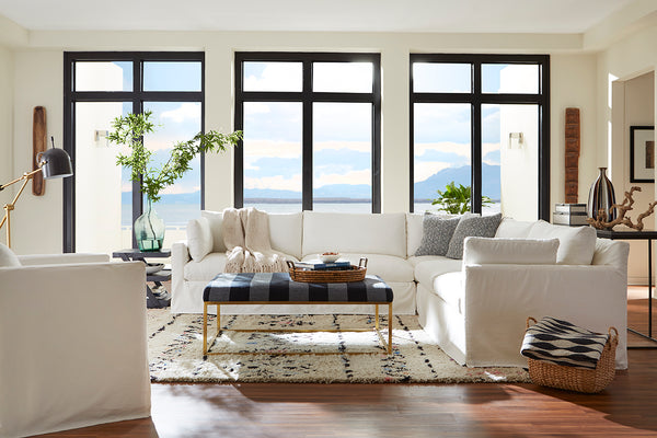 Liza Bench Seat Track Arm Slipcovered Sectional