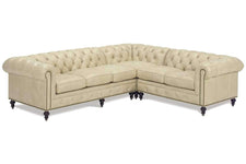 Walden "Designer Style" Leather Chesterfield Sectional - Club Furniture