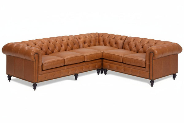Walden "Designer Style" Leather Chesterfield Sectional - Club Furniture