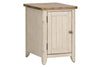 Image of Aberdeen Distressed White Door Chair Side Table With Chesnut Top And Charging Station - Club Furniture