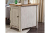 Image of Aberdeen Distressed White Door Chair Side Table With Chesnut Top And Charging Station - Club Furniture