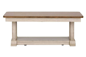 Aberdeen Distressed Antique White Coffee Table With Chestnut Top