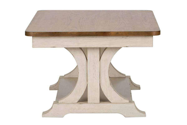 Aberdeen Distressed Antique White Coffee Table With Chestnut Top OUT OF STOCK 9/22 - Club Furniture
