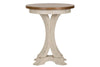 Image of Aberdeen Distressed White Round Pedestal Base Chair Side Table With Chesnut Top - Club Furniture