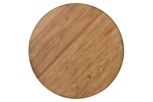 Aberdeen Distressed White Round Pedestal Base Chair Side Table With Chesnut Top