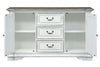Image of Adair Door Storage Dining Buffet With Antique White Finish And Rustic Brown Top - Club Furniture