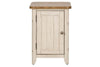 Image of Aberdeen Distressed White Door Chair Side Table With Chesnut Top And Charging Station - Club Furniture