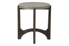 Image of Anslow Contemporary Round End Table With Dark Wood Base And Concrete Composite Top