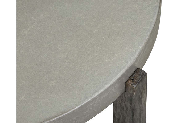 Anslow Contemporary Round End Table With Dark Wood Base And Concrete Composite Top