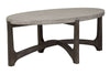 Image of Anslow Oval Contemporary Coffee Table With Dark Wood Base And Concrete Composite Top