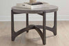 Image of Anslow Round Contemporary Coffee Table With Dark Wood Base And Concrete Composite Top