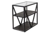 Image of Archer Rectangular Metal Base Chair Side Table With Glass Top And Wood Shelves