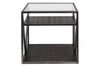 Image of Archer Rectangular Metal Base End Table With Glass Top And Wood Shelves