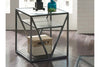 Image of Archer Rectangular Metal Base End Table With Glass Top And Wood Shelves