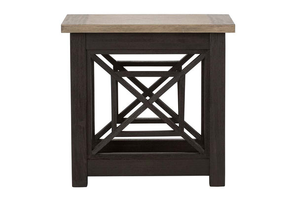 Ardley Transitional Chair Side Table With Charcoal Base And Two Tone Ash Top