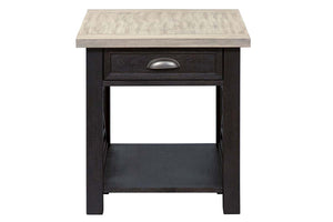 Ardley Transitional Single Drawer End Table With Charcoal Base And Two Tone Ash Top