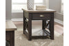 Image of Ardley Transitional Single Drawer End Table With Charcoal Base And Two Tone Ash Top