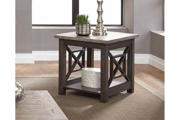 Ardley Transitional Open Storage End Table With Charcoal Base And Two Tone Ash Top