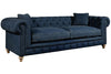 Image of Armstrong 96 Inch Chesterfield "Quick Ship" Sofa In Blue Denim-Out of Stock Until 5/30/2024