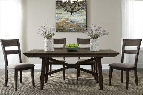 Atherton 5 Piece Dark Chestnut Trestle Table Dining Set With Splat Back Side Chairs