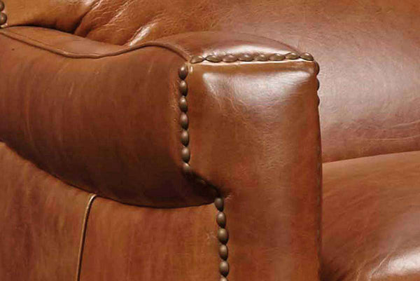 Baker Quick Ship Leather Tight Back Accent Chair