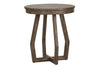 Image of Barnes Transitional Round Chair Side Table With Gray Wash Finish And Plank Style Top