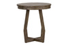 Image of Barnes Transitional Round Chair Side Table With Gray Wash Finish And Plank Style Top