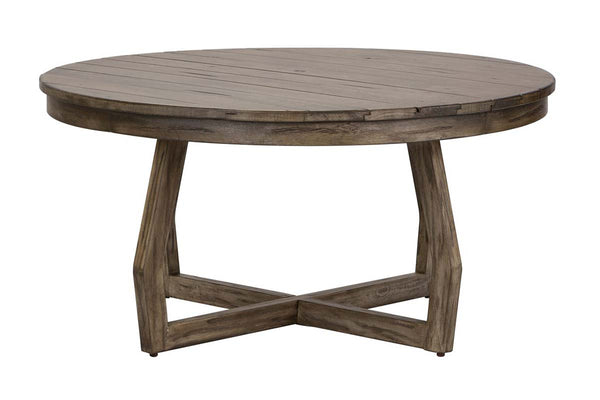 Barnes Round Transitional Coffee Table With Gray Wash Finish