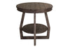 Image of Barnes Transitional Round End Table With Gray Wash Finish And Plank Style Top