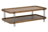 Image of Bayview Transitional Bourbon Finish Wood With Antique Nickel Metal Base Coffee Table
