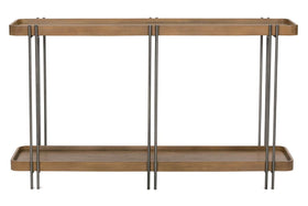Bayview Transitional Bourbon Finish Wood With Antique Nickel Metal Base Sofa Console Table