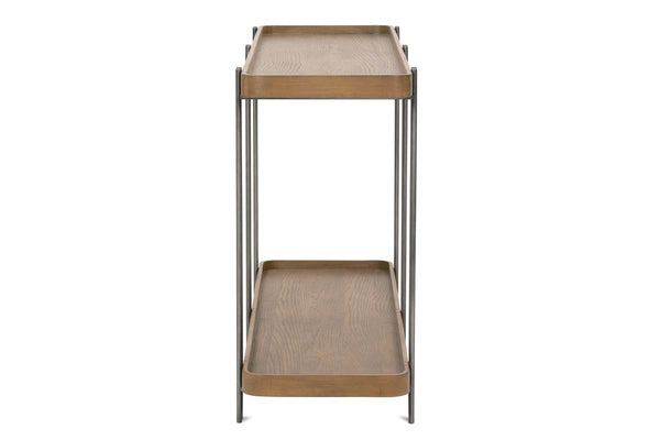 Bayview Transitional Bourbon Finish Wood With Antique Nickel Metal Base Sofa Console Table