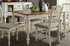 Beaufort 5 Piece White With Nutmeg Top Leg Dining Table Set With Slat Back Chairs