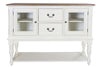 Image of Beaufort Farmhouse Style White With Nutmeg Top Glass Door Storage Buffet
