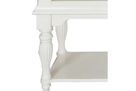 Beaufort Farmhouse Style White With Nutmeg Top Glass Door Storage Buffet