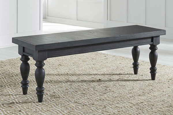 Branson II Chalkboard Black With Brown Top 6 Piece Trestle Table Set With Slat Back Chairs And Bench