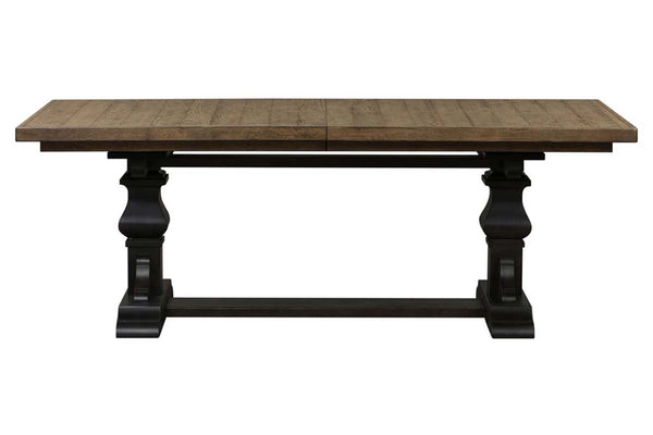 Branson II Chalkboard Black With Brown Top 5 Piece Trestle Table Set With Slat Back Chairs