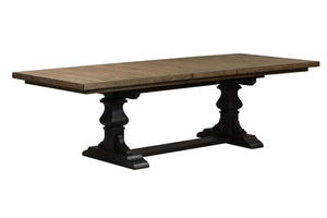 Branson II Chalkboard Black With Brown Top 6 Piece Trestle Table Set With Slat Back Chairs And Bench