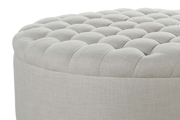 Bree 36", 44", Or 48" Inch "Designer Style" Round Tufted Fabric Ottoman (3 Sizes Available)