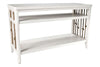 Image of Bridgeport White Nautical Beach Theme Sofa Table With Two Shelves And Rope Accents