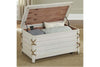 Image of Bridgeport White Nautical Beach Theme Cedar Lined Storage Trunk Coffee Table With Rope Accents